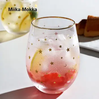 Stiklo Taurės Kiaušinio formos Stiklo Vandens Puodelį Moon Star Snaigės Kūrybinės Ledo Kavos Kokso Puodelio Pieno Sulčių Puodelis Skaidraus Puodeliai
