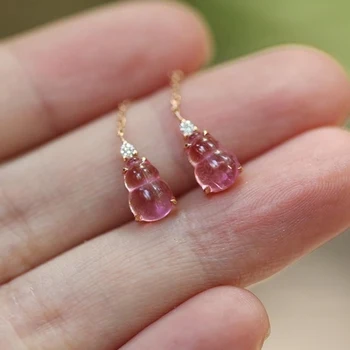 Originalus naujas peach blossom rožinė deimantų dygliuotos moliūgas stud auskarai, prabangūs žavesio, ponios prekės sidabro papuošalai