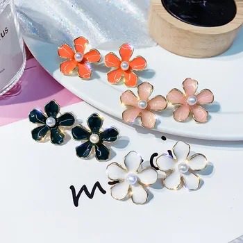 2019 naujo dizaino prekės madingi papuošalai lydinio lašėti alyva, gėlių auskarai vasaros stilius 