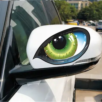 2vnt 3D Juokinga Atspindintis Erelio Akys Žalios Kačių Akys Automobilių Lipdukai Sunkvežimių Galva Variklio galinio vaizdo Veidrodis, Langas, Durys Lipdukas Grafika