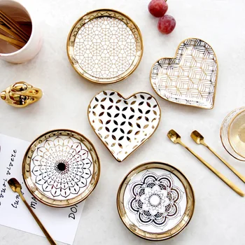 Europos stiliaus aukso prabangos Artimųjų Rytų Arabijos keramikos išskirtinį mažas užkandžiai, desertas plokštės, pyragas plokštės, mažų patiekalų