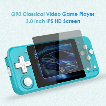 POWKIDDY Q90 Nešiojamų 3.0 colių IPS LCD Vaizdo Žaidimų Konsolės Retro Klasika Laikomo 2000 Žaidimų Žaidėjas PS1 Žaidimų Atidaryti Dvigubą Sistema