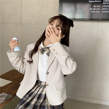 Japoniško Stiliaus Kolegija Stiliaus JK Studentai, Balti Marškiniai Aukšto Juosmens Pledas Plisuotos mokyklos mergina sijonas mokyklos vienodos studentų vienodas
