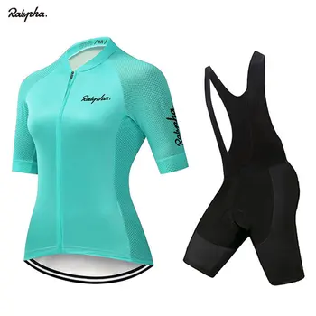 Raphaful-Conjunto de ropa de ciclismo para mujer, camisetas y pantalones cortos, Maillot, Culotte, spalva rosa y azul, 2021