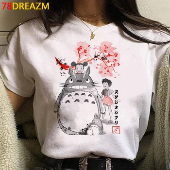 Hayao Miyazaki Totoro viršuje tees moterų baltos spalvos marškinėliai derliaus 2021 m. vasaros top marškinėliai