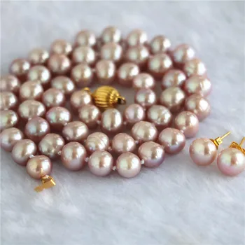 Tikras perlas Tiktų Violetinė Natūralių Gėlavandenių Perlų Vėrinį 8-9mm Moterų Choker Karoliai Mamai, Dovanos Fine Jewelry Didmeninės