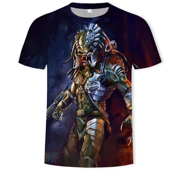 Karšto Pardavimui, Sci Fi Siaubo Filmas Predator T-shirt Trileris Serijos Vyrų 3D Atspausdintas Trumpas Rankovės Vasaros Atsitiktinis Viršų