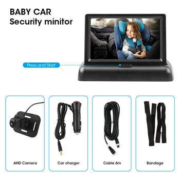 HAINAUT Kūdikių Galinis Ekranas vaizdo Veidrodis, Reguliuojamas 360 Baby Automobilių Veidrodėliai Kūdikių Naktinio Matymo Ekrano Automobilių Surveillances Fotoaparatas