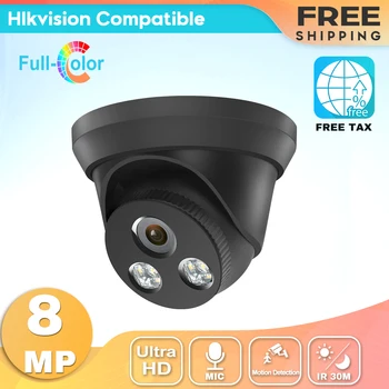 Hikvision Suderinama IP Dome Camera Black ColorVu 8MP PoE Built-In Mic H. 265 IR Atstumas 30M Judesio Aptikimo IP66 atsparus Vandeniui