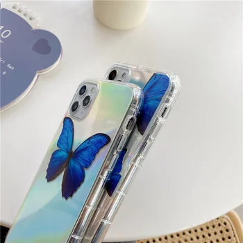 Mielas drugelis mėlynas lazeris telefono dėklas skirtas iphone 11 Pro Max XR XS MAX Minkšto silikono apsaugos iphone 7 8 6 6s plius padengti