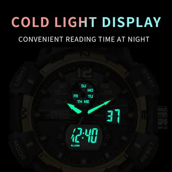 Naujas Sporto Žiūrėti SMAEL Vandeniui Laikrodžiai Kvarco Judėjimas Skaitmeninis LED Back Light Laikmatis Žadintuvas vyriški Laikrodžiai Karinės