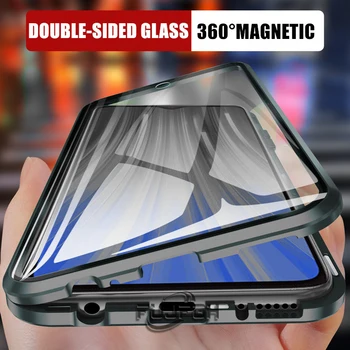 360 Apsauginio Magnetinio Adsorbcijos Metalo Telefoną Atveju Xiaomi Redmi 10 Pastaba 9s 8 7 Pro Redmi 9 9A K20 Dvipusis Stiklo danga