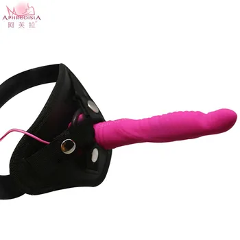 APHRODISIA 2017 7 Režimu nekilnojamojo silikono erotiniai žaislai, vibratoriai Silikoninis Vibruojantis Strap-On dildo vibratorius Poroms analinio Sekso žaislai