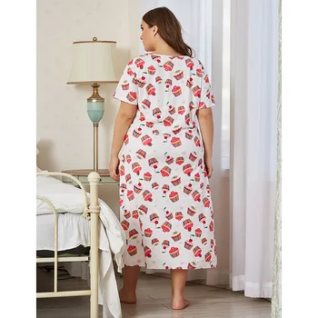 Naujas 2021 ponios vasaros plius dydis namuose dėvėti ilgas pižama moterims, didelis prarasti trumpas rankovės gėlių spausdinti suknelė 4XL 5XL 6XL 7XL