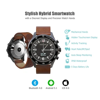 Prabangių Vyrų Smart Žiūrėti Hibridas Smartwatch Mechaninė Rankas Veiklos Miego Fitneso, Širdies ritmo Seklys su Prijungtu GPS