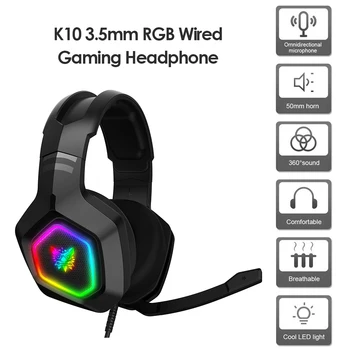 Profesinės HIFI Stereo Surround Žaidimas, Ausines, USB 3,5 mm Laidinio Žaidimų Ausinių RGB Šviesos Mikrofonas PS4 PS5 Nešiojamas KOMPIUTERIS