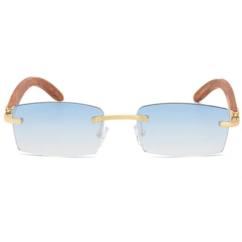 Peekaboo moterų akiniai nuo saulės taškus uv400 frameless mados saulės akiniai vyrams spalvų objektyvas vyrų medienos grūdų, aukso mėlyna žalia