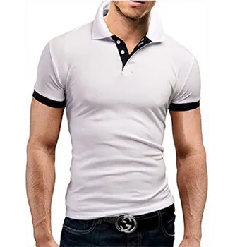 Vasaros trumpomis Rankovėmis Polo Marškinėliai vyrams mados polo marškinėliai atsitiktinis Slim vientisos spalvos, verslo vyriški polo marškinėliai vyriški drabužiai