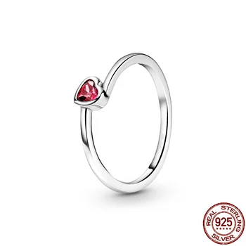 Karšto Pardavimo 2021 Nauja 925 Sterlingas Sidabro Žiedai Moterims Raudona Pasviręs Širdies Cirkonis Žiedas Priėmimo Papuošalai Dovanų Šalies Dalyvavimą CMR102