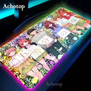 Esmingiausias Quintuplets LED Šviesos Kilimėlis RGB Klaviatūros Stalas-kilimėlis Spalvingas Anime Seksuali Mergina Pelės Padas atsparus Vandeniui Kompiuteris Gamer