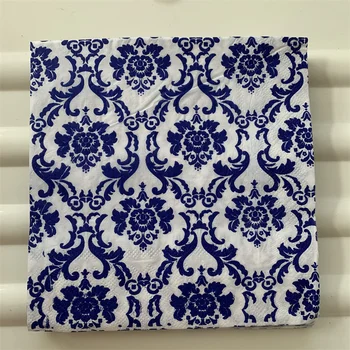 Dekupažas Derliaus Vystyklų popierius, vestuvių, gimtadienio elegantiškas audinio blue flower 