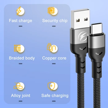 USB C Kabelio Trumpas Mobiliojo Telefono Įkroviklio Laidą 