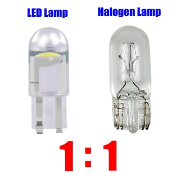 10VNT Nauja T10 W5W COB LED Automobilių Pleišto Stovėjimo Šviesos Pusėje Durų Lemputė Prietaisų Lempa Auto Licencijos numerio apšvietimo Lemputės automobilių led šviesos Aišku