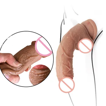 Moterų Masturbacija Dildo, Odos Priežiūra, Skysto Silikono Realistiškas Penis Didelis Dildo Su siurbtuko Sekso Žaislai Moters Lyties Produktas