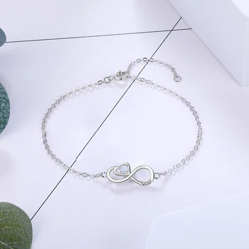 JewelOra Dizaineris Sidabro Spalvos Klasikinis Infinity Apyrankę, Moterų, Imituojant White Opal Reguliuojamas Grandinės Blacelets & Bangles
