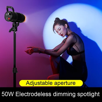 Foto Studija COB LED Prožektorius 50W Fotografija Apšvietimo Pritemdomi Modeliavimo lempa 4 Spalvų Žetonų už Youtube Video
