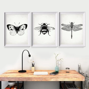 Vabzdžių Dragonfly Drobės Tapybos Plakatus Spausdina Drugelis Bumble Bee Sienos Menas Nuotraukas Darželio Vaikų Miegamųjų Namo Apdaila