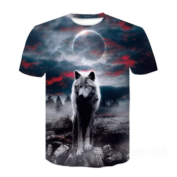 Naujas wolf 3D atspausdintas T-shirt-vyrų ir moterų mados hip-hop trumpomis rankovėmis-cool gyvūnų spausdinti-vasaros atsitiktinis tee viršų