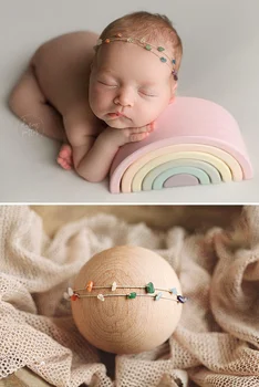 10 Spalvų Lopšių Fotografijos Rekvizitai Brangakmenių Glaustai Su Plaukų Šukuosena Galvos Gėlių Originalus Baby Nuotrauka pasiūlymo Priedai