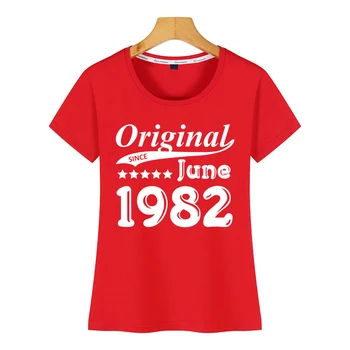 Topai Marškinėliai Moterims originalus nuo birželio 1982 O-Kaklo Derliaus Medvilnės Moterų Marškinėlius