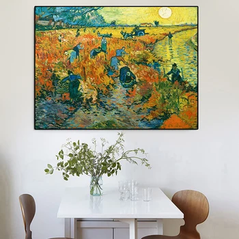 Raudona Vynuogynų Van Gogh Cuadros Garsaus Kraštovaizdžio Naftos Tapyba ant Drobės, Plakatų ir grafikos Sienos Meno Nuotrauka už Kambarį