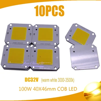 100W 40x46mm COB LED Lustas šiltai balta 3000-3500k 100LM/W LED DC30-36V 3000mA Chip Šaltinis Potvynių Šviesos Nemokamas pristatymas 10VNT