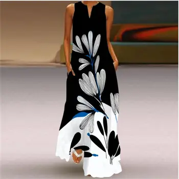 Mados Stilius Derliaus Spausdinti Moterų Sundress 2021 M. Vasarą V-Kaklo, Rankovių Ilgio Suknelė Elegantiškas Ponios Maxi Suknelės Plius Dydžio 5XL