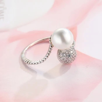 Elegantiškas Pearl Atidarymo Žiedų Žavinga Moteris Vestuvių Kristalų Cirkonis Juvelyriniai Dirbiniai Mados Lady Partijos Priedai