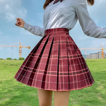Vasarą Moteris Mini Sijonai Harajuku Korėjos Stiliaus Mados Mielas Kawaii Sijonai Mergaitėms Aukšto Juosmens Pledas Klostuotas Sijonas Moterims