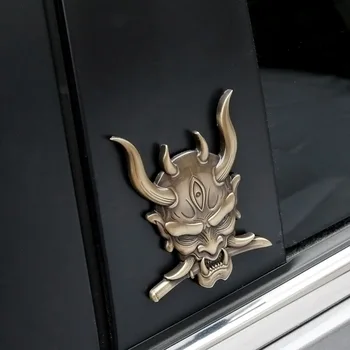 Japonija Samurajus Dvasios Kaukolė Automobilių Lipdukas Metalo Skeletas Emblema Automobilį, Motociklą 