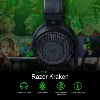 Razer Kraken Pro V2 Gaming Headset THX 7.1 Erdvinio Garso Itin lengvas Ausinių Triukšmo Panaikinimo Su Mic PC USB 3,5 mm Ausinės