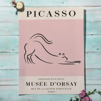 Matisse Išpjovą Rožinė Picasso Katė Veido Sodo Romantika Šiaurės Plakatas Sienos Menas Spausdinti Drobės Tapybos Dekoro Nuotraukų Kambarį