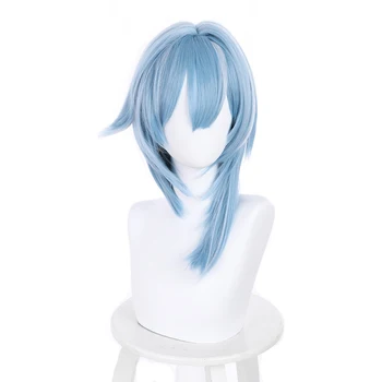 Anime Genshin Poveikio Eula Perukas 38cm Mėlyna Sumaišykite Baltojo Karščiui Atspariu Sintetinių Plaukų Cosplay Perukai + Perukas Bžūp