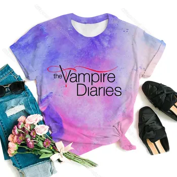 Vampyro Dienoraščiai Mergaičių T Marškinėliai Vasarą Moterys 3D Spausdinimo Spalvinga marškinėliai, Unisex Tees Ponios Viršūnes Moterų trumpomis Rankovėmis Marškinėlius
