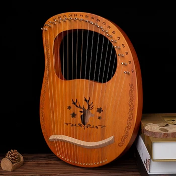 19 Stygos Mediniai Raudonmedžio Kūno Lyra Arfos Muzikos Instrumentas su Derinimo Raktas ir Atsarginės Stygos