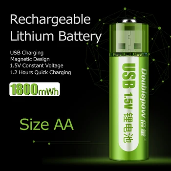 1,5 V AA įkraunamos baterijos, 1800mWh, USB įkraunamą AA, ličio jonų baterija, nuotolinio valdymo pelę, ventila