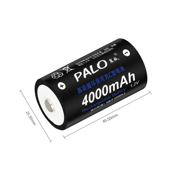 PALO 4pcs C modelis dydis 1.2 V įkraunamas akumuliatorius NI-MH 4000mAh baterijos