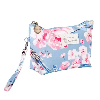 Nešiojamų spausdinimo rožių gėlių, paukščių kosmetikos krepšys ponios laikymo krepšys, atsparus vandeniui apdailos kelionės tualeto reikmenys saugojimo kosmetikos krepšys