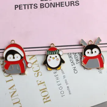 10vnt/daug Mielas Pingvinas Šeimos Emalio Kalėdų Pingvinas Pakabukai Pakabukas Už Karoliai, Apyrankės Auskarai 