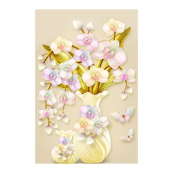 Geltona Orchidėja, Gėlių Vaza Diamond Tapybos Gėlių Turo Visiškai Gręžimo 5D Nouveaute 